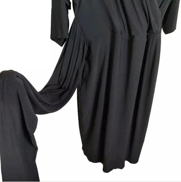 IGIGI Solid Black Stretchy Faux Wrap Dress Formal Cocktail Plus Size 18/20 - Picture 9 of 14